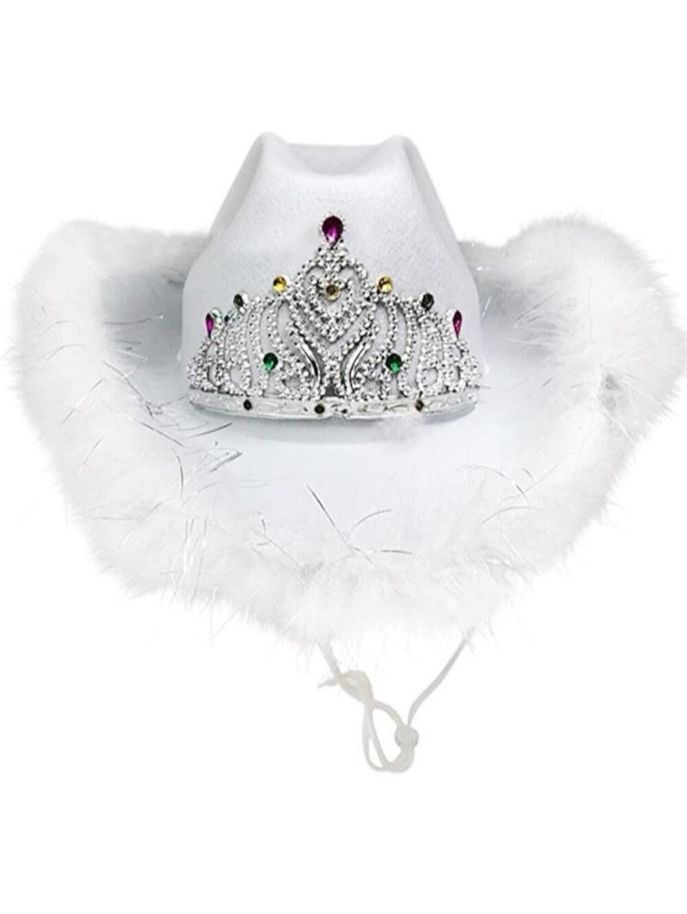 4pc Rhinestone Crown Cowboy Hats Fashion Nightclub Adult Rolled Brim Stylish 4pc